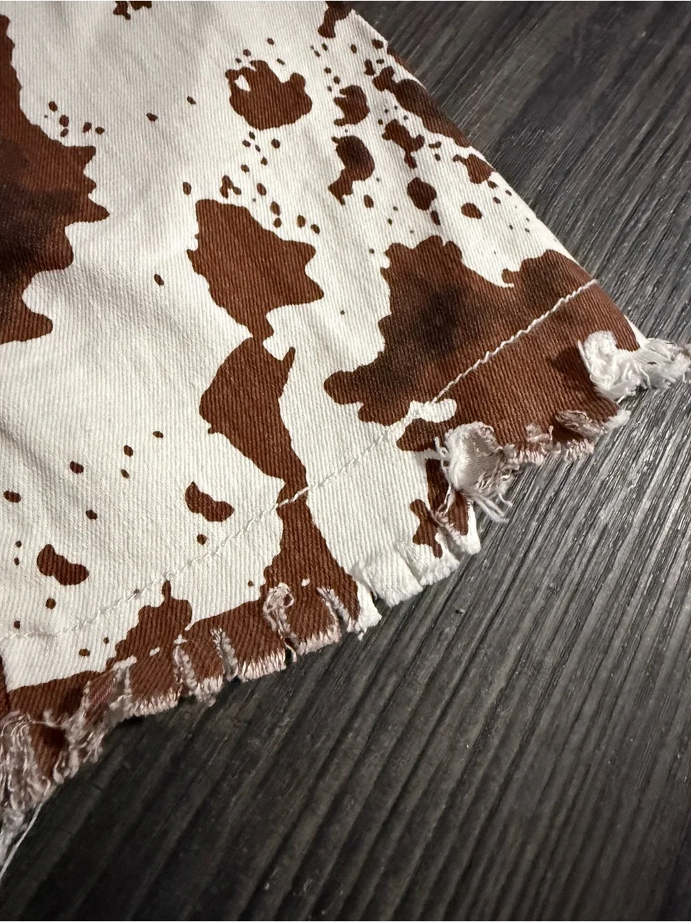 Girls Size XXS Cowprint Flared Pants in White & Brown
